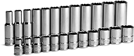 Capri Tools 3/8 in. Drive 12-Point Shallow and Deep Socket Set, Metric, 8 to 19 mm, 24-Piece