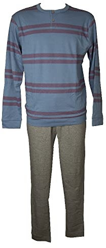 RAGNO Pigiama Uomo Interlock Caldo Cotone Invernale Manica Lunga Collo Serafino Pantalone e Maglia con Polsini Articolo U528N1, 402F Fantasia Carta Zucchero, 52