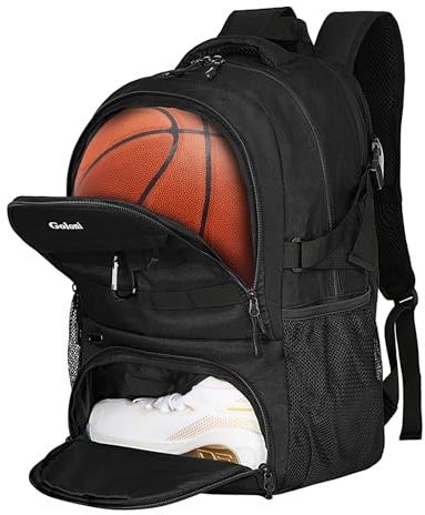 Goloni Womens Tennis Backpack 2 Rackets Black Pickleball Backpack for Men with Shoe Compartment, Suitable for Squash,Softball, Badminton, Soccer, Basketball & Football Bag