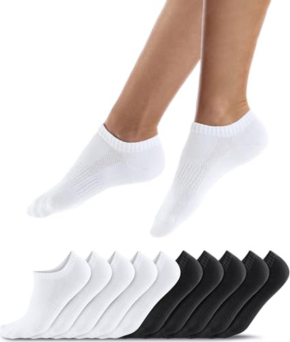 QINCAO 10 Paia Calzini Uomo Corti - Calzini Donna Corti - Calze Sportive Per Uomo e Calze Sportive Per Donna in cotone traspirant