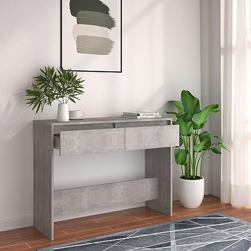Gecheer Tavolo Consolle, Funzionale, Grigio Cemento, 100x35x76,5 cm, Truciolato, for Ingresso, Corridoio, Soggiorno, Ufficio