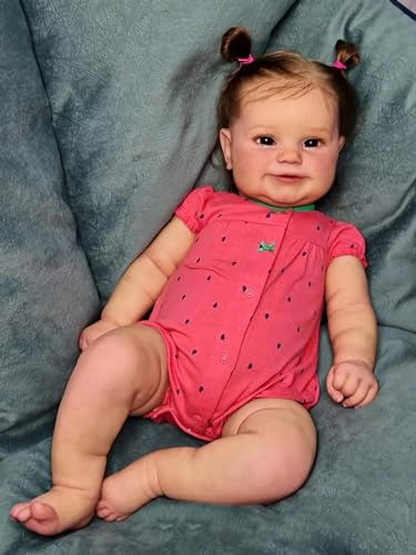 MineeQu Livsliknande Reborn babydockor - 24 tum mjuk vinyl handgjorda realistiska babydockor bedårande leende livsliknande newborn toddler dolls för flickor, säkra för barn från 3 år
