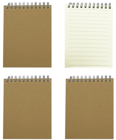 JOYISEN 4 stycken A6-linjerad anteckningsbok liten beige spiral anteckningsblock 80 ark/160 sidor anteckningsbok, dagbok, skrivblock, ritblock för kontor och skola