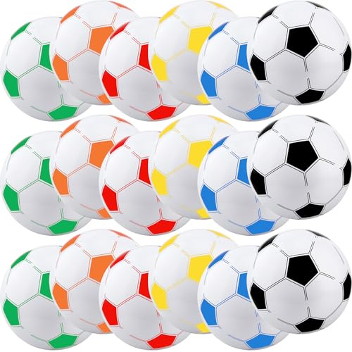 Sonarun 16 Pack 16 Inch Inflatable Soccer Balls Beach Balls Bulk Colorful Blow Up Beach Soccer Balls for Outdoor Summer Pool Beach Sports Theme Birthday Party Favor, 8 Colors
