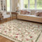 TOPICK Floral Area Rug 120x180cm Washable Vintage Soft Non-Slip Distressed Red Green Carpet Low Pile Accent Large Rug for Living Room Kitchen Bedroom Dining Room Nursery