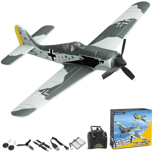 volantexrc FW190 Fighter RTF – Avión Teledirigido De 4 Canales con Control Remoto De 2,4 GHz, Estabilización GiroscóPica y Carga USB, Incluye Batería y Transmisor, Listo para Volar para Principiantes