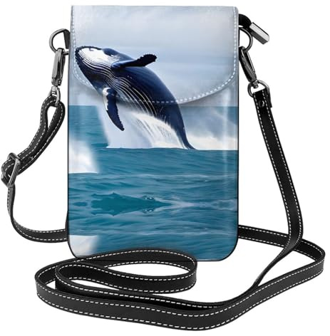 QAZWZML Whales at Sea - Cartera pequeña cruzada para teléfono con tapa abatible, perfecta para ir de compras, viajes y uso diario.