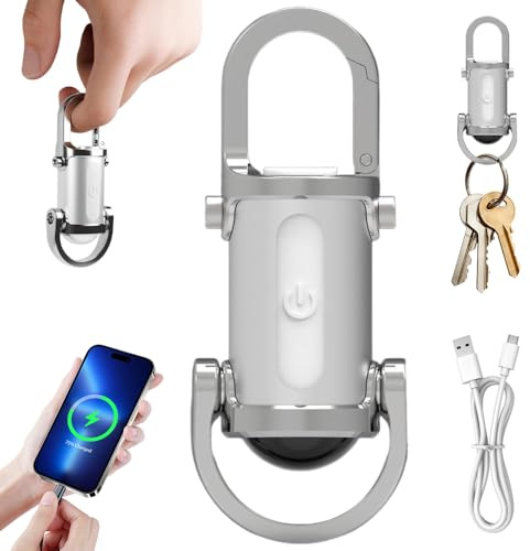 ZMCVOE 1200lm Super Bright Mini Keychain Flashlight Waterproof LED Rechargeable, Keyring Torch with 7 Modes Multifunctional, Ultra-Bright LED Keychain Flashlight for Camping, Hiking, Emergency (White)