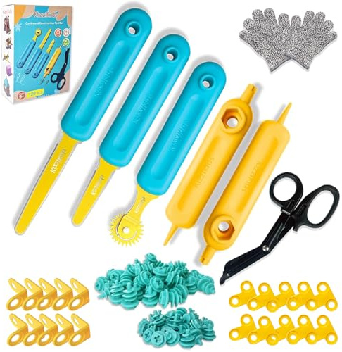 Kizzikids Karton-Baukasten Kinder 149 Teile, Werkzeug-Set ab 5 Jahren