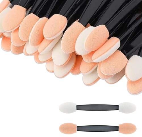 VAEIORP 50 Pinceles Desechables de Doble Cara con Aplicador de Esponja para Sombras de Ojos (5.5cm)