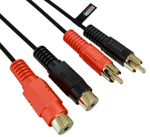 rhinocables 2 RCA Phono Extension Male Plug to Female Socket Stereo Audio Extender for Hi-Fi, DJ, Speakers, Home Theatre, HDTV, Amp '3m'