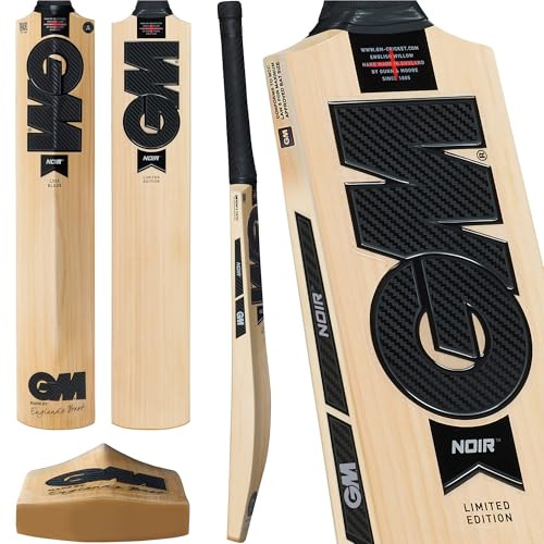GM | Noir Limited Edition English Willow Cricket Bat | DXM, ToeTek and NOW! | Full Size Suitable for Players 175cm / 5' 9 & over | Gunn & Moore