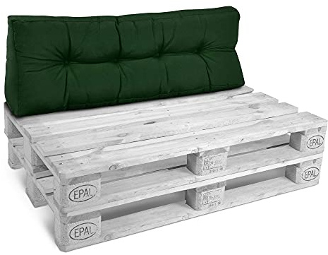 Beautissu Outdoor Ryggdyna Palettkudde 120x40 cm – Vadderad Dyna för Europallsoffa & Lounge Möbler – Ryggkudde till Palettmöbler Utomhus Mörkgrön – Style