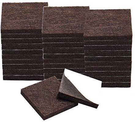 uxcell 32pcs Furniture Pads Square 1 1/4 Self-stick Anti-scratch Felt Pads Reduce Noise for Chair Feet Floor Protector Brown