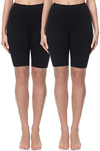 Merry Style Damen Sport Leggings kurz Sportleggings Radlerhose Sporthose aus Baumwolle 2 Pack MS10-200 (Schwarz/Schwarz(2Pack), XL)