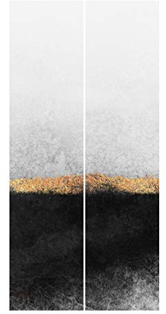 Bilderwelten Schiebegardinen Set Elisabeth Fredriksson Abstrakter Goldener Horizont Schwarz Weiß 2 Flächenvorhänge 250 x 120cm Ohne Aufhängung