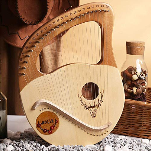 Harfe Instrument Lyre, 24 Saiten Mahagoni Lyre, Kleine Leierharfe, Tragbare Kleine Harfe Mit Stimmschlüssel für Kinder Anfänger Erwachsene Logs