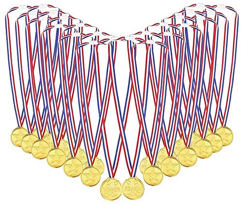 Meet-shop Medallas Niños,Medallas Deportivas Plástico Medallas Doradas 36 Piezas Winner Medallas de Oro Premios para niños Fiesta,Olimpiadas Competencia, Recompensa, Juego Juguetes Premios Premios