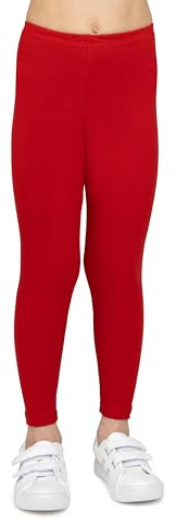 looksy Leggings da Bambina in Cotone Rosso Lunghezza alla Caviglia Pantaloni Morbidi e Traspiranti per Bambine Perfetti per Scuola Danza Sport e Uso Quotidiano, 13 Anni (158 cm)