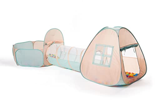 UTEX 3 in 1 Pop Up Play Tent with Tunnel, Ball Pit for Kids, Boys, Girls, Babies and Toddlers, Indoor/Outdoor Playhouse