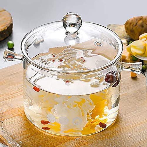frying pan Glass Saucepan with Lid,Heat-Resistant Borosilicate Glass Cookware with Handles,Stovetop Pot and Pan for Milk Baby Food Soup Pasta Noodles-Clear 6.3x7.1inch non stick pan