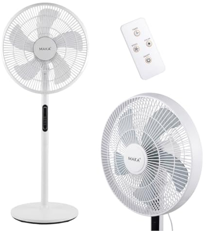 MAKA Ventilatore a Piantana Silenzioso 5 Pale in PVC 39db Basso Consumo 45W Oscillazione Orizzontale Inclinazione Verticale Diametro 40cm Altezza 120 cm 8 Velocità Base 39cm (45 Watt)