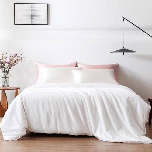 THXSILK Ganzjahresdecke aus Maulbeerseide, 100 % natürliche langsträngige Seiden-Bettwäsche der Güteklasse 7A, reine Baumwolle (weiß), Queen-Size-Größe 220 x 230 cm, Gewicht: 2 kg