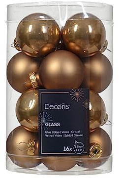 Weihnachtskugeln Glas 35mm x 16 Stück kleine Christbaumkugeln Ingwerbraun Hellbraun - Goldbraun - karamell - karamellbraun