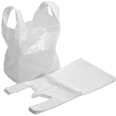 100 x Efforias Sacs de transport blancs 28 x 43 x 53 cm - Sacs en plastique robustes avec poignées
