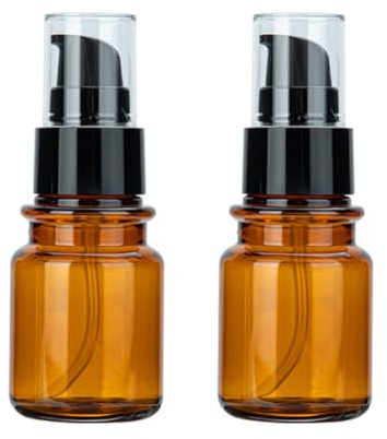 MZUU 2 flaconi vuoti da 80 ml, ricaricabili, in plastica ambrata, con pompa, per cosmetici, detergenti, emulsioni, essenze, creme, lozioni, oli essenziali, dispenser a pompa, contenitori