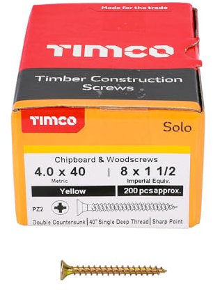 200 Pcs Box of Wood Screws Double Countersunk General Purpose (4mm x 40mm)