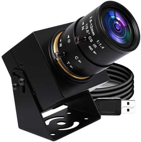 SVPRO Cámara USB 1080P Full HD cámara web 2MP visión artificial cámara industrial 2.8-12mm lente varifocal enfoque manual cámara web 100fps/60fps/30fps para Windows, Mac, Linux, Android