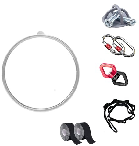 Aerial Hoop Lyra 32-mm-Luftreifen für die Decke von Bar, Fitnessstudio, Yoga, Studio, verdicktes Luftring-Set für zu Hause, 360-Grad-Drehgelenk, akrobatische Anfänger, Profis, Yoga-Ringe, Schaukel ( S