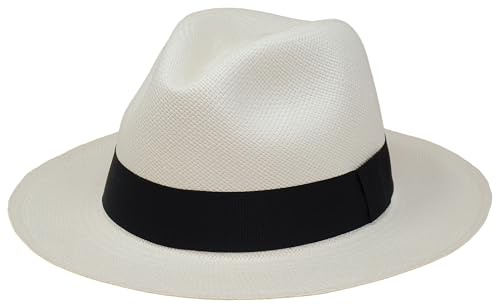 Tumia LAC Traditional Foldable/Rollable Genuine Panama Hat - White with Black Band - 62cm