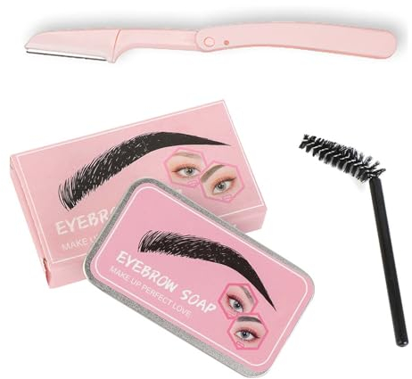 EONFAVE Transparenter Augenbrauen Gel, Wasserfest Eyebrow Styling Shaping Wax, Lang Anhaltend und Natürliches Eyebrow Lifting Soap mit Trimmer & Pinsel für Kreiert Gut Definierte Wilde Brauen