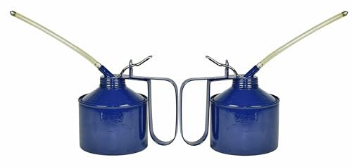 Unibos | 2 x Force Feed Metal Oil Can With Flexible Spout Holds 1 & 1/2 Pint, 850mL