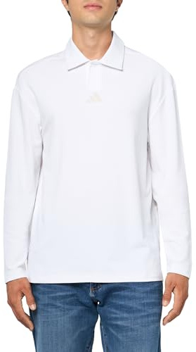 adidas Men's Beyond Long Sleeve Fit Polo Shirt, White, XX-Large