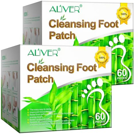 P-Beauty Detox - Cerotti disintossicanti per piedi con aceto di bambù e zenzero, 2 confezioni da 60 pezzi, cerotti disintossicanti per i piedi, per una disintossicazione naturale del corpo, un sonno