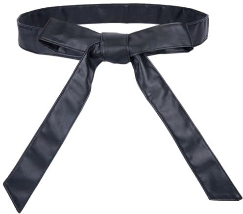 CALFOVERA Cintura Obi in Pelle PU da 179cm X 4cm per Donna Cintura Nera in Morbida Pelle con Fiocco Cintura Regolabile retrò Ampia Cintura Annodata Fascia per Corsetto per Abiti Gonne Camicie