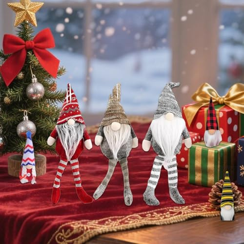 Calendario de Adviento de Enanos de Jardín, Decoraciones de Interior de Felpa, Calendario de Cuenta Regresiva de 24 Días Acento Estacional para Hogar o Mesa o Abrigo Decoración de Fiesta
