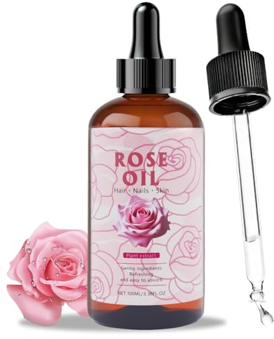 100 ml Huile Essentielle Rose,Huile de Rose,Huile de Musquée,Essential oil,Huiles Essentielles D'aromathérapie, Adaptées aux Cheveux, au Corps, À la Peau, aux Massages et aux Bains Apaisants