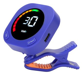 Tomvorks Pince/support D'Accordeur de Guitare Chromatique en écran Couleur, Accordeur Rechargeable pour Guitare électrique Acoustique, ukulélé, Violon, Accordeur Portable en Plastique ABS (Bleue)