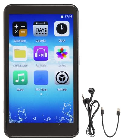 POENVFPO Bärbar och WiFi MP4-spelare med Högtalare för Att Spela Musik i High Definition (Engelska, Quad Core 128 GB)