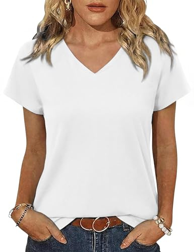 Jahetuul T-Shirt Femme Manches Courtes Coupe Ample Uni | Manches courtes, coupe ample pour une tenue facile à porter au quotidien, au bureau, en voyage et pendant les loisirs.