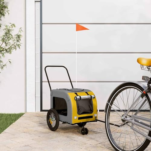 Nqyjm Rimorchio bicicletta per animali domestici giallo e grigio 125 x 53 x 54 cm per cani gatti