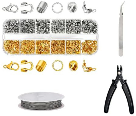 Quorumsg 923 Piezas Cierres para Pulseras Kit, Kit para Hacer Pulseras, Cierres para Collares con Caja Plástico, para DIY Collares Pendientes Fabricación de Joyas(Oro, Plata)