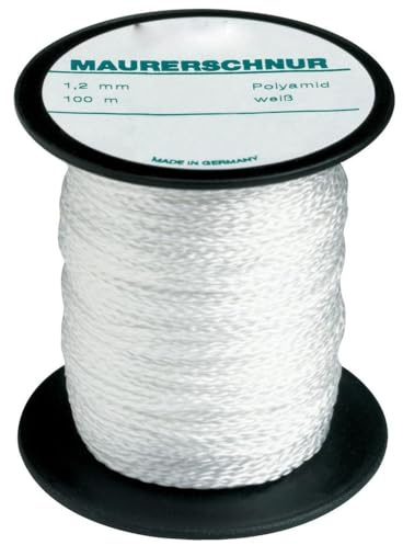 Overmann 094001200100500AA Cordeau de Maçon en Polypropylène, Blanc, 1,2 mm x 50 m