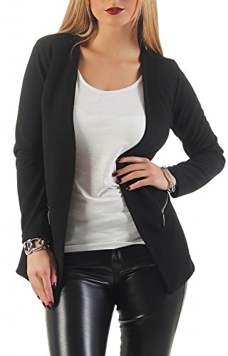 DANAEST Damen lang Blazer mit Taschen (501), Farbe:Schwarz, Blazer 1:36 / S