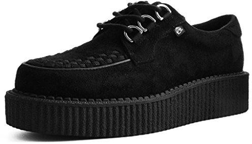 T.U.K. Black Faux Suede Anarchic D-Ring Creeper Shoes US Women 11 / Men 9