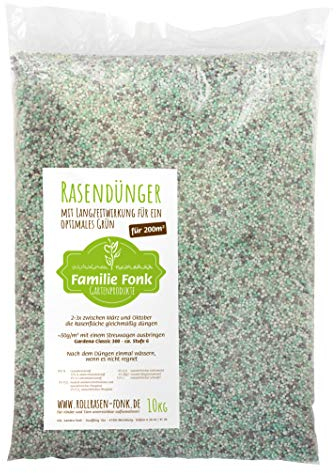 Engrais pour gazon 10 kg pour 200 m² | du producteur de gazon roulant Fonk | Effet longue durée pour un gazon dense et vert